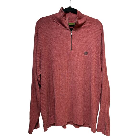 Timberland Pullover Quarter Zip Outdoor SweaterRed‎ Men's Size XXL - Picture 1 of 10